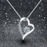 Crystal Heart Pendant Necklace - Wishing Card Chain Necklace