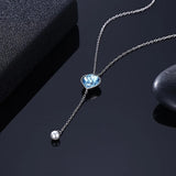 Crystal Heart Pearl Pendants Necklaces 925 Silver Wedding Jewelry