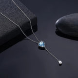 Crystal Heart Pearl Pendants Necklaces 925 Silver Wedding Jewelry