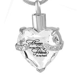 Crystal Hold Heart Cremation Jewelry Stainless Steel Keepsake Urn Pendant