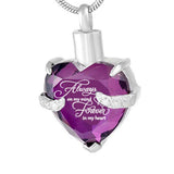 Crystal Hold Heart Cremation Jewelry Stainless Steel Keepsake Urn Pendant