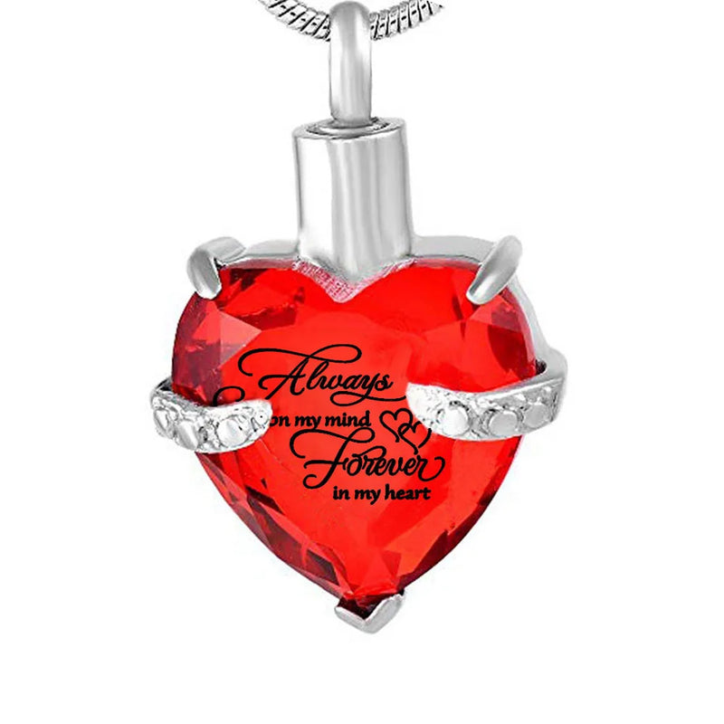Crystal Hold Heart Cremation Jewelry Stainless Steel Keepsake Urn Pendant