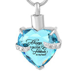 Crystal Hold Heart Cremation Jewelry Stainless Steel Keepsake Urn Pendant