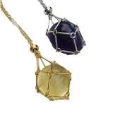 Crystal Holder Cage Necklace with Interchangeable Crystal Stone