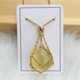 Crystal Holder Cage Necklace with Interchangeable Crystal Stone