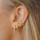 925 Sterling Silver Crystal Hoop Earrings with Zircon Pendant