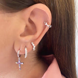 925 Sterling Silver Crystal Hoop Earrings with Zircon Pendant
