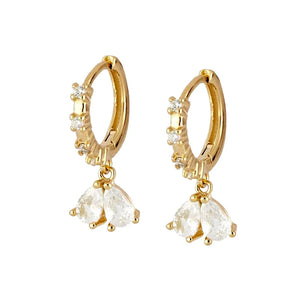 925 Sterling Silver Crystal Hoop Earrings with Zircon Pendant