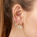 925 Sterling Silver Crystal Hoop Earrings with Zircon Pendant