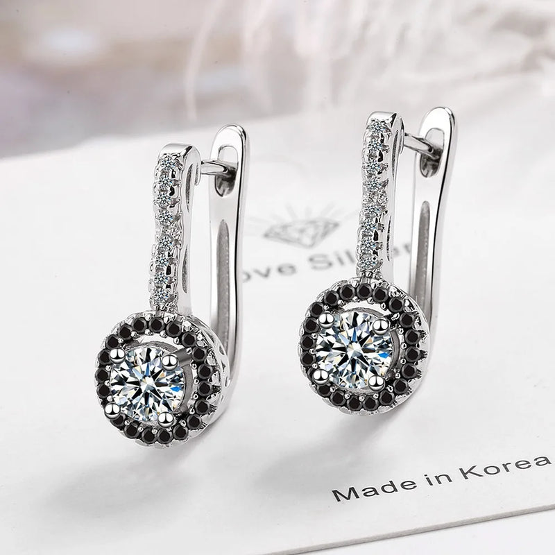 Silver Zircon Hoop Earrings 925 Silver Dangle Cartilage Drop Earring