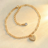 Crystal Initial Letter Anklets Women Alphabet Foot Chain Heart Shape Pendant