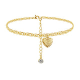 Crystal Initial Letter Anklets Women Alphabet Foot Chain Heart Shape Pendant