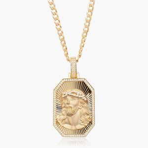 Crystal Jesus Christ Pendant Necklace Plated Choker