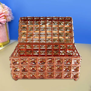 Crystal Jewelry Box Trinket Container Decorative Small Jewelry Case with Lid