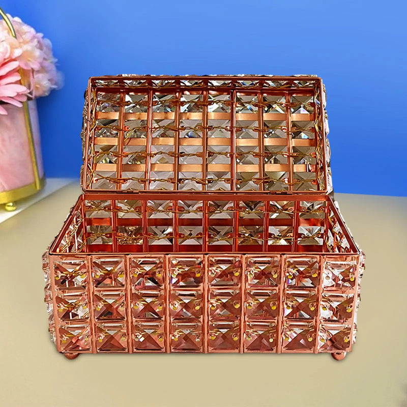 Crystal Jewelry Box Trinket Container Decorative Small Jewelry Case with Lid