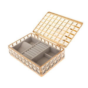 Crystal Jewelry Box Organizer Earring Ornaments Display Storage Case