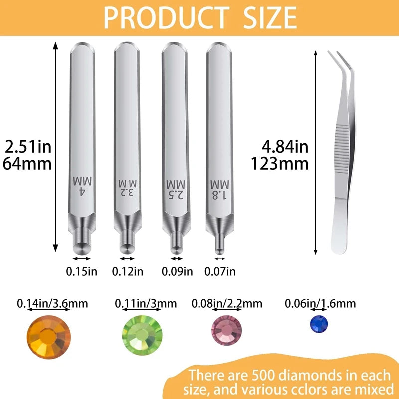Crystal Jewelry Setter Kit, 1440Pc Rhinestones + Stamping Tools DIY