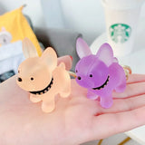 Crystal Bulldog Puppy Keychain Transparent Doll Bag Pendant