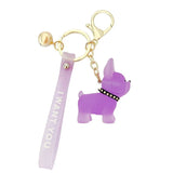Crystal Bulldog Puppy Keychain Transparent Doll Bag Pendant