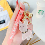 Crystal Bulldog Puppy Keychain Transparent Doll Bag Pendant