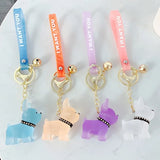 Crystal Bulldog Puppy Keychain Transparent Doll Bag Pendant