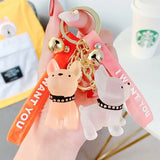 Crystal Bulldog Puppy Keychain Transparent Doll Bag Pendant