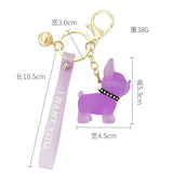 Crystal Bulldog Puppy Keychain Transparent Doll Bag Pendant