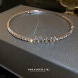 Crystal Letter Collar Chocker Necklace Light-luxury