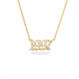 Zircon Birth Year Letter Pendant Necklace 1996 1997 Initial Choker Jewelry