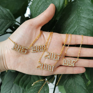Zircon Birth Year Letter Pendant Necklace 1996 1997 Initial Choker Jewelry