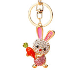 Crystal Long Ear Rabbit Key Chain Holder for Women