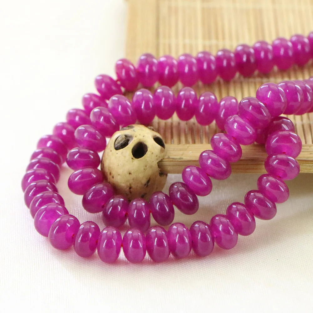 Ruby Stone Loose Glossy Wheel Beads 5x8mm for Women DIY Jewelry Making