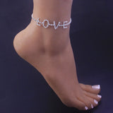 Crystal Love Anklets for Women Letter Plated Pulseira Boho Beach Jewelry
