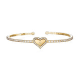 Personalized Heart Diamond Bangle With Initial Letter - Women's Bracelet