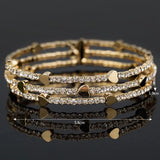 Crystal Love Rhinestone Bracelet Golden Open Women's Party Wedding Jewelry