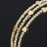 Crystal Love Rhinestone Bracelet Golden Open Women's Party Wedding Jewelry