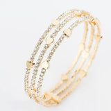 Crystal Love Rhinestone Bracelet Golden Open Women's Party Wedding Jewelry