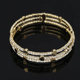 Crystal Love Rhinestone Bracelet Golden Open Women's Party Wedding Jewelry
