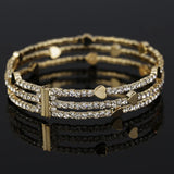 Crystal Love Rhinestone Bracelet Golden Open Women's Party Wedding Jewelry