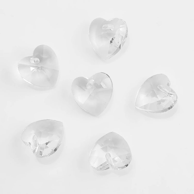 Crystal Love Heart Pendants 10/14mm Charms Glass Heart Beads