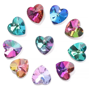 Crystal Love Heart Pendants 10/14mm Charms Glass Heart Beads