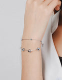 Crystal Magic Cube Double Chains Bracelet 925 Silver Jewelry