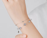 Crystal Magic Cube Double Chains Bracelet 925 Silver Jewelry