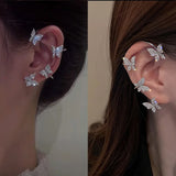 Crystal Metal Butterfly Ear Clips Wedding Jewelry