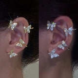 Crystal Metal Butterfly Ear Clips Wedding Jewelry