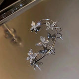 Crystal Metal Butterfly Ear Clips Wedding Jewelry