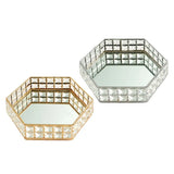 Crystal Metal Jewelry Tray Cosmetic Perfume Organizer Dresser Decor