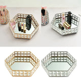 Crystal Metal Jewelry Tray Cosmetic Perfume Organizer Dresser Decor