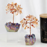 Crystal Money Tree with Rough Quartz Base and Amethyst Gravel Chip Minerals