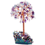 Crystal Money Tree with Rough Quartz Base and Amethyst Gravel Chip Minerals